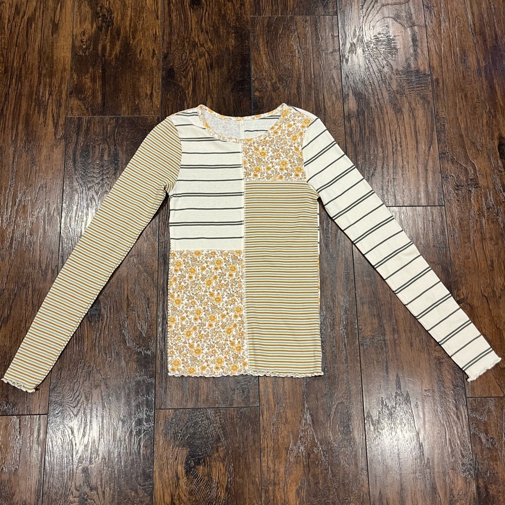 American Eagle Outfitters Floral and Striped Top